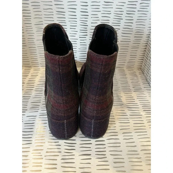 Coach  Tia Wool Plaid Print Green Bootie Pull On Ankle Boots Womens Size‎ 7 - Picture 3 of 9